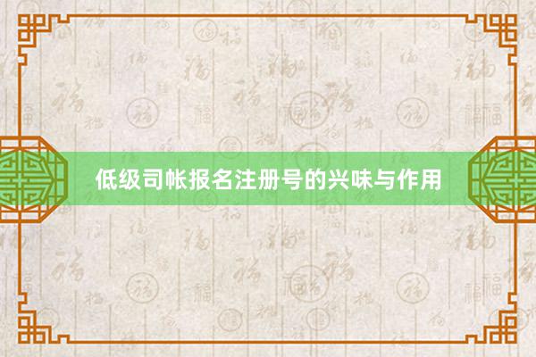 低级司帐报名注册号的兴味与作用