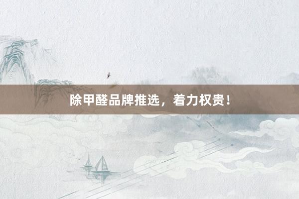 除甲醛品牌推选，着力权贵！