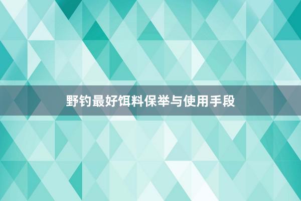 野钓最好饵料保举与使用手段